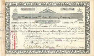 Mohawk and Malone Railway Co. signed by Chauncey M. Depew and E.V.W. Rossiter - Stock Certificate